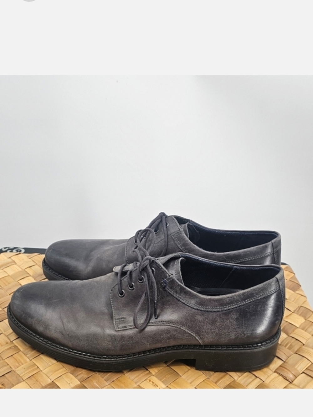 Ecco Gray Leather Dress Shoes Size 12